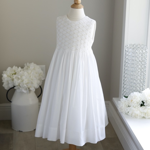 Strasburg Dress NWOT White Smocked Ecru Embroidery Special Occasion Flower Girl - Picture 1 of 7
